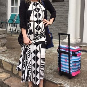 Express geometric print handkerchief hem dress